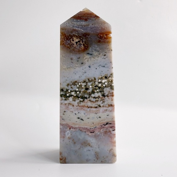 8th Vein Ocean Orbicular Sea Jasper 4-sided Tower Point - Picture 1 of 5